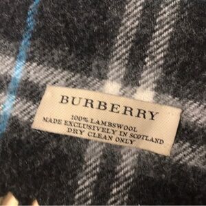 Authentic Burberry Black and Blue Checkered Lambswool Scarf